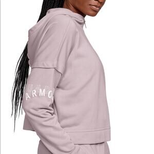 Under Armour Sweatshirt NWT Dusty Pink Cropped Hooded 1/4 Zip Logo Women's Large